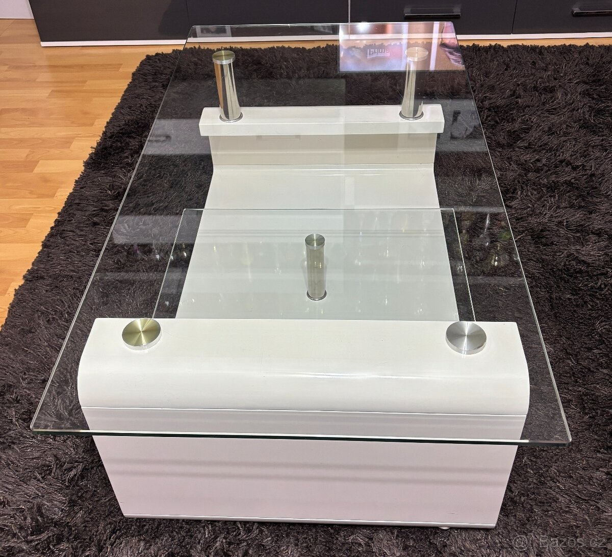 Konferenční skleněný stolek (vysoký lesk) - 4