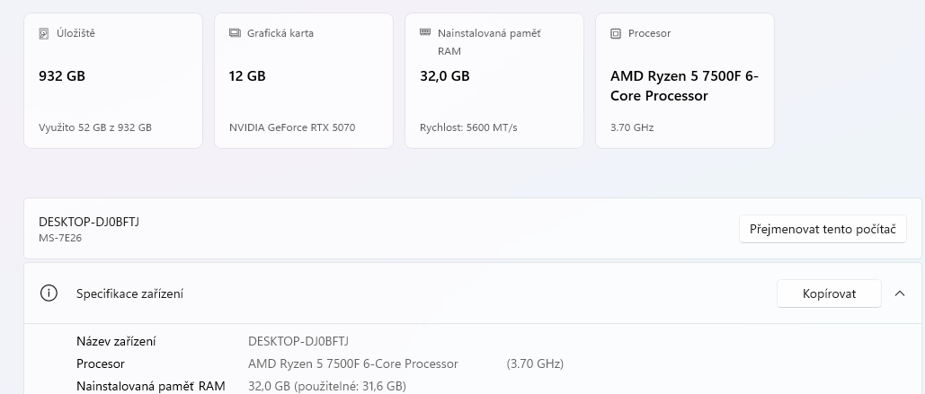 RTX 5070, Ryzen 5 7500F - 4