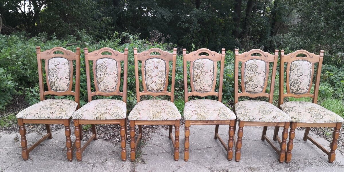 Masivní jídelní stůl+6ks židlí - 4