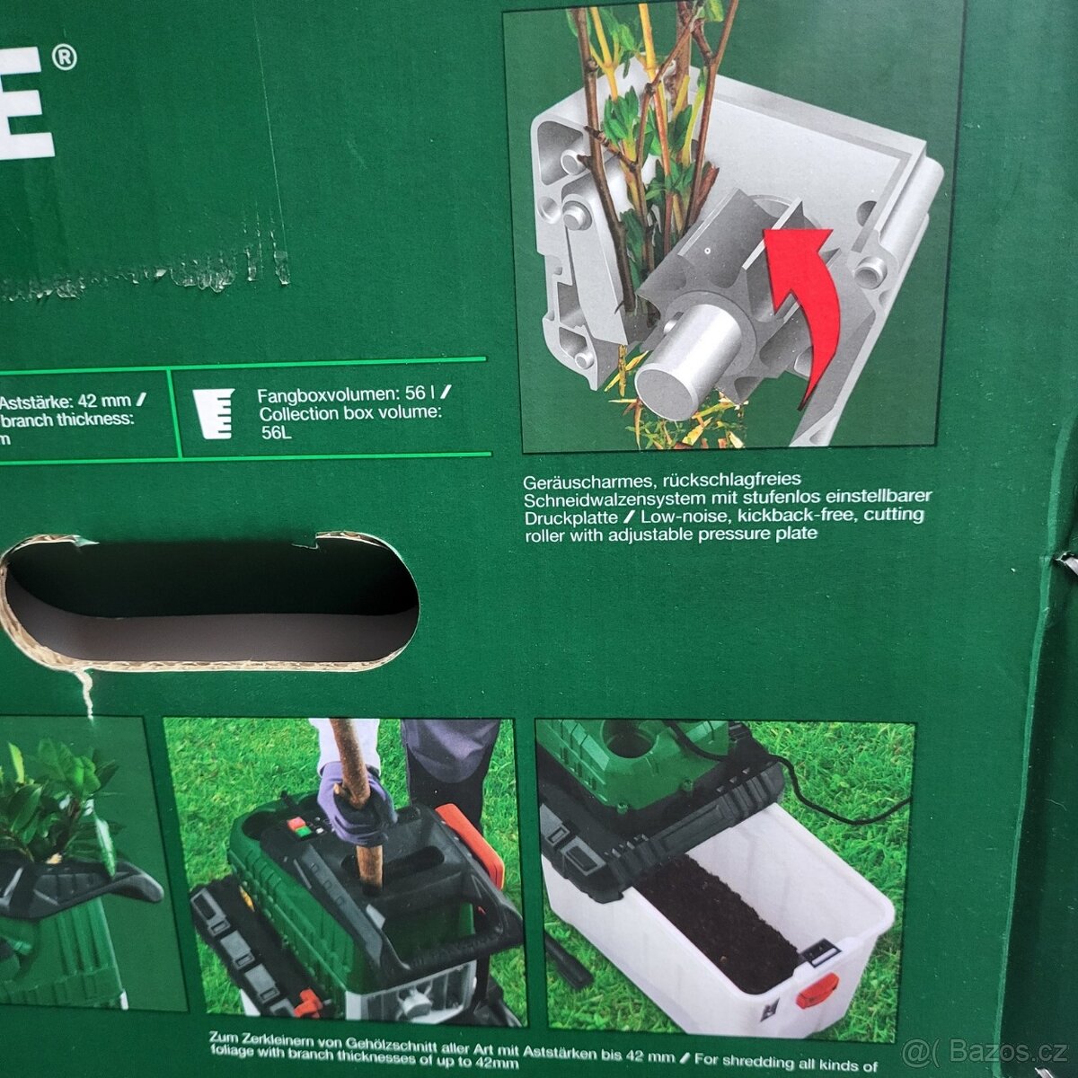 zahradní drtič válcový s nádobou, NOVÉ - 4