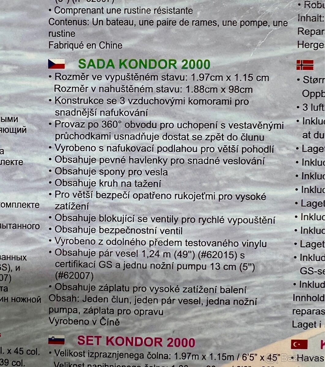Nafukovací raft Kondor 2000 - 4