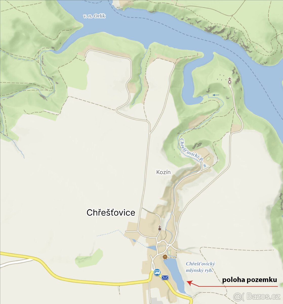 Různě velké pozemky u rybníka (zahrada), 495,-Kč/m2 - 4