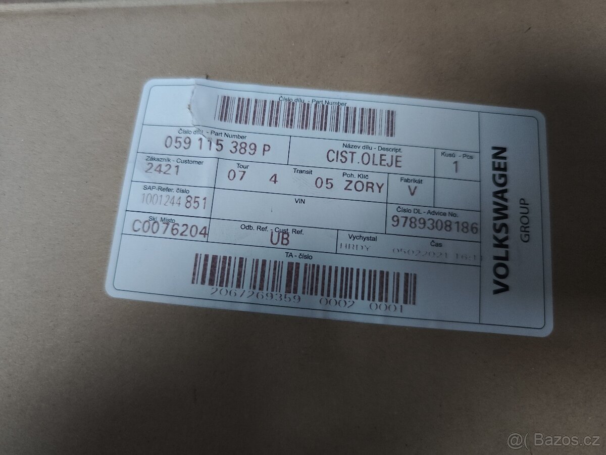 Olejový filtr s termostatem, originál díl 059 115 389 P - 4