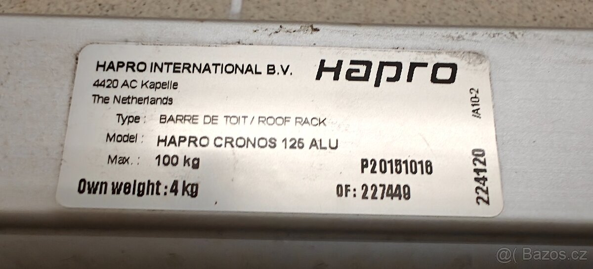 Prodám příčníky Hapro 125 cm na klasické podélníky - 4