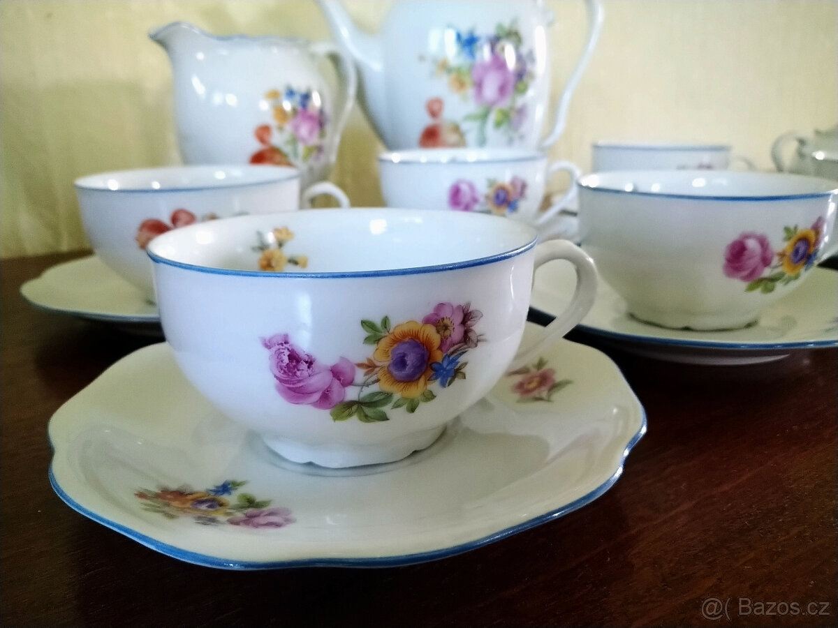 Staré hrnky, konvice, talířky, krásně zdobené - 4