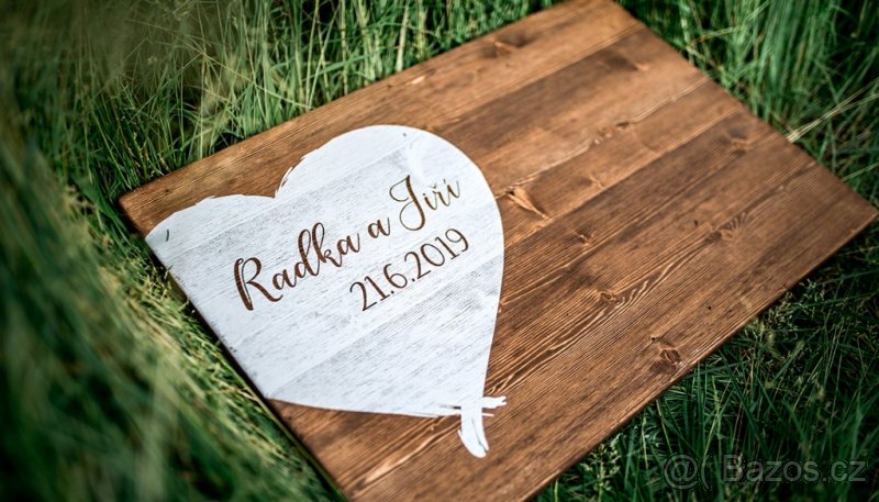 Svatební dekorace - Obraz s podpisy - Srdce - 4