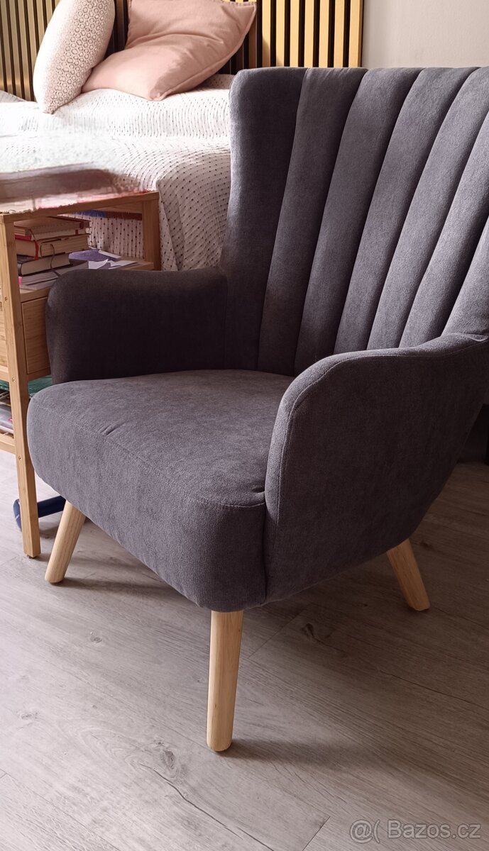 relaxační křeslo ušák Edgar šedá - 4