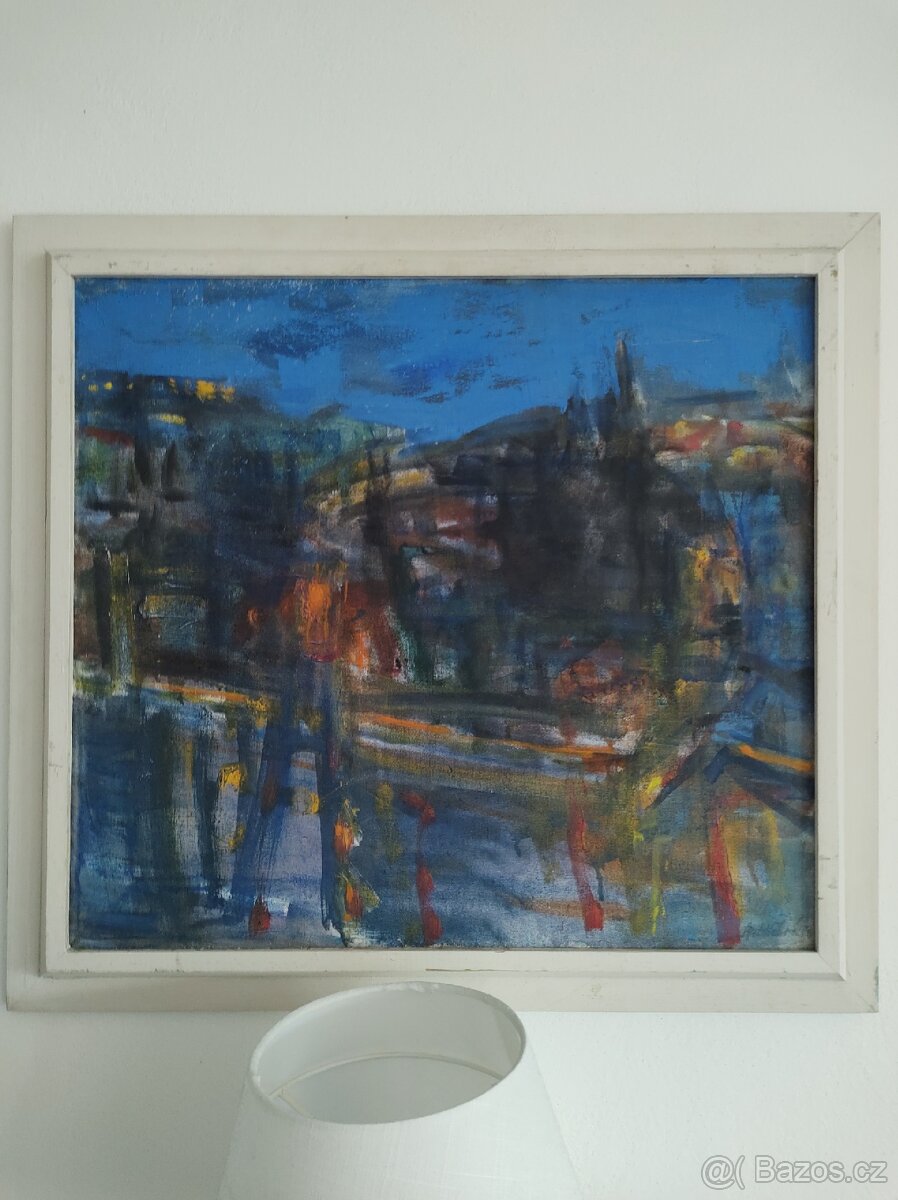 Noční Praha olej na plátně Alena Petričková - 4