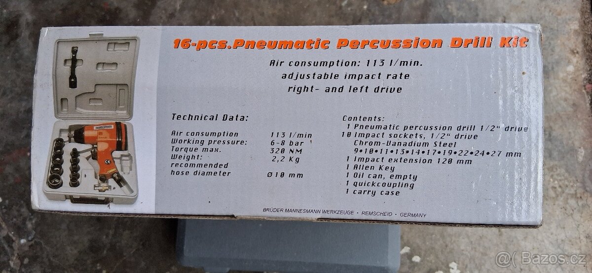Pneumatický rázový šroubovák MANNESMANN 1/2" v kufříku, Art - 4