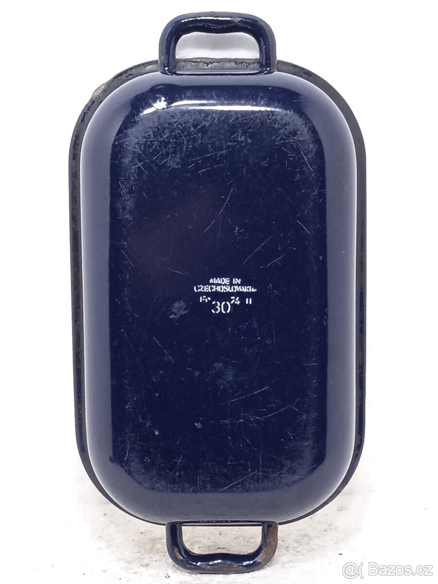 Starý modrý smaltovaný pekáč ČSSR - 4