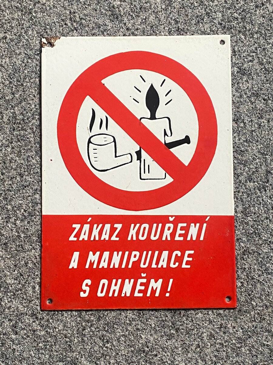 smaltovaná cedule zákaz kouření stará smaltovaná cedule - 4