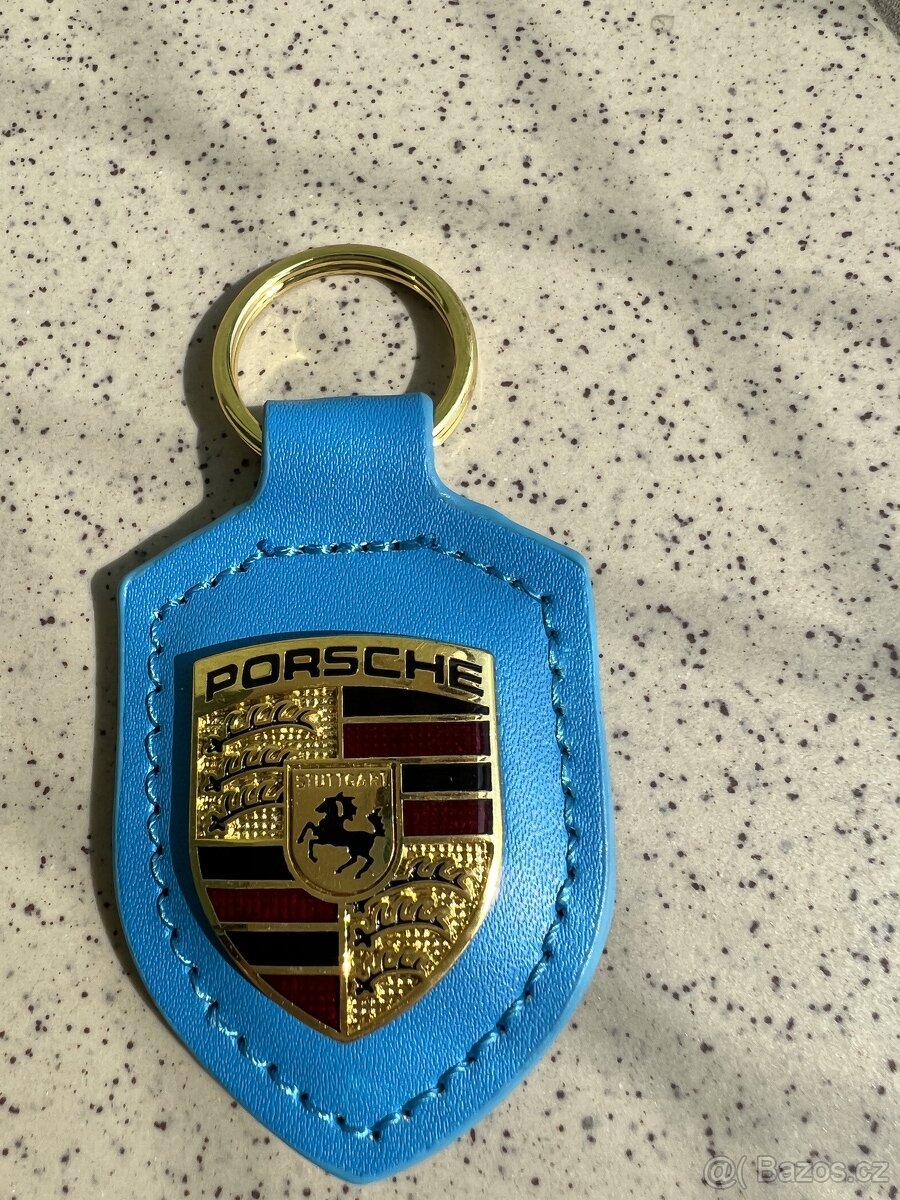 Modrá kožená klíčenka Porsche přívěšek na klíče - NOVÁ - 4