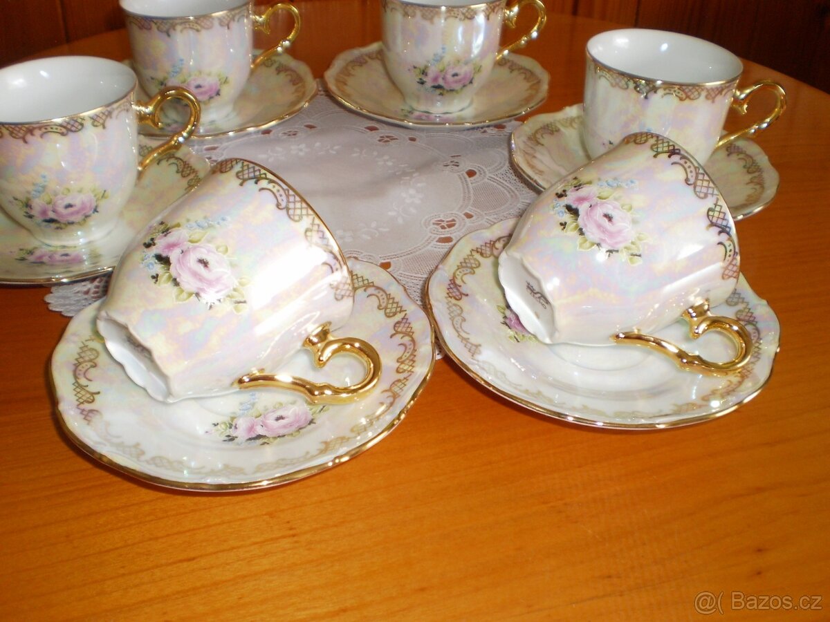 porcelánové hrnečky s podšálky - dekor - ++NOVÉ++ - 4