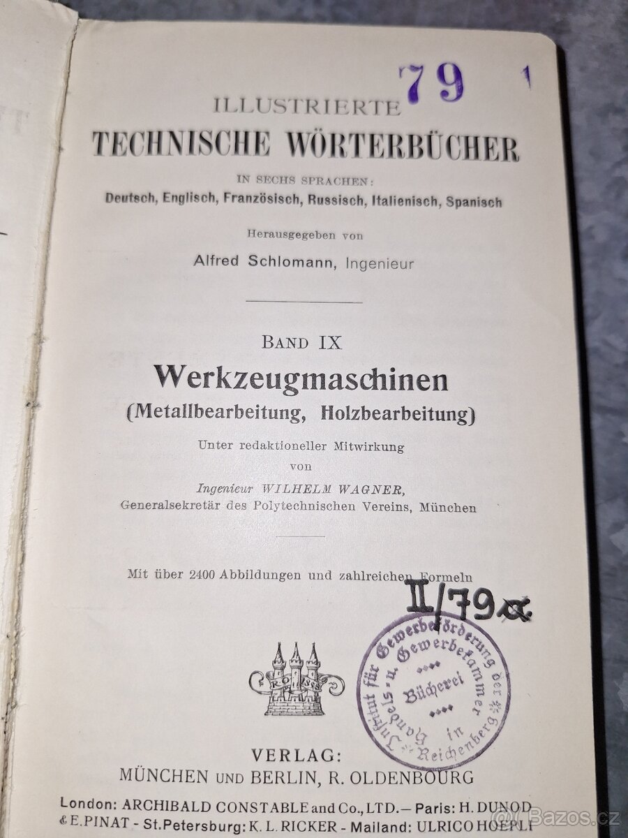 Slovníky německo české anglické technické z let 1920 - 4