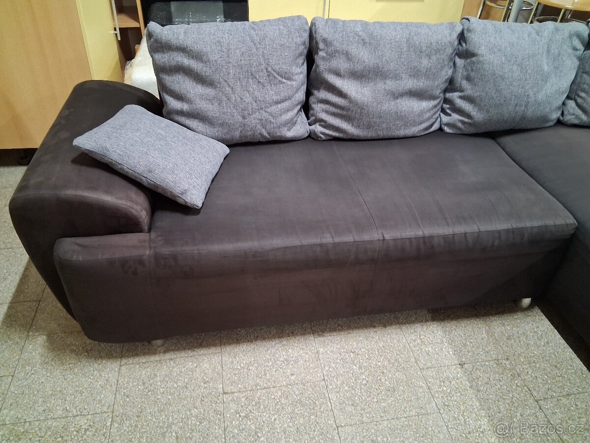 Sedačka rohová rozkládací hnědá - 4