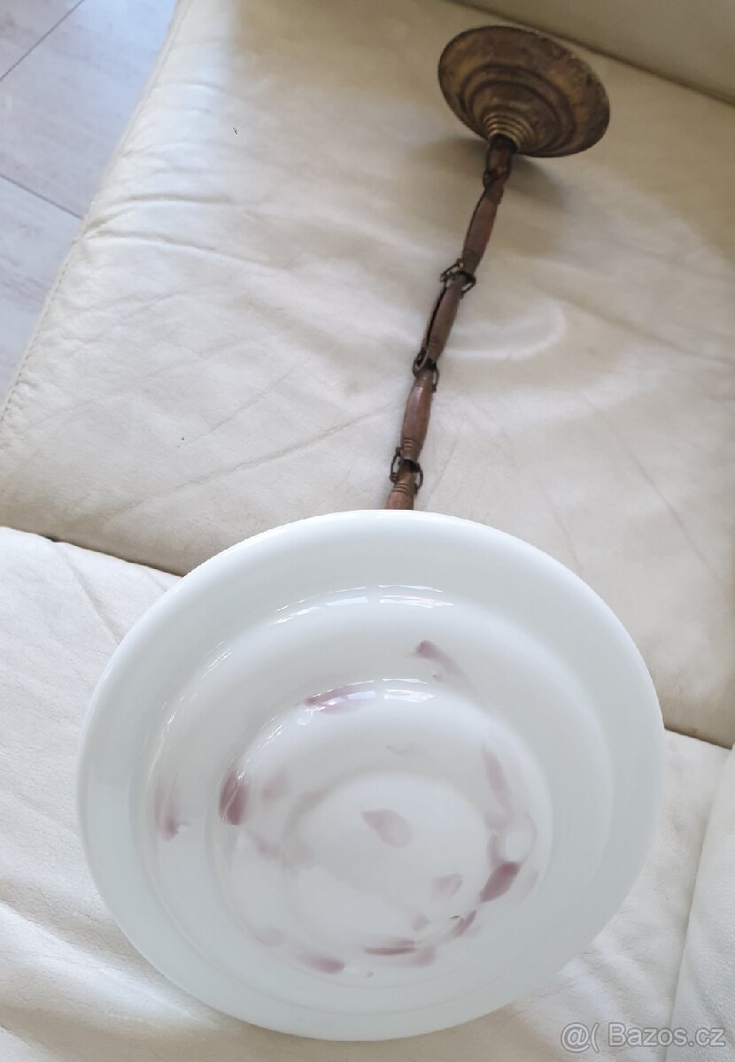 Starožitný lustr art deco řetěz stupňovitý širm - 4