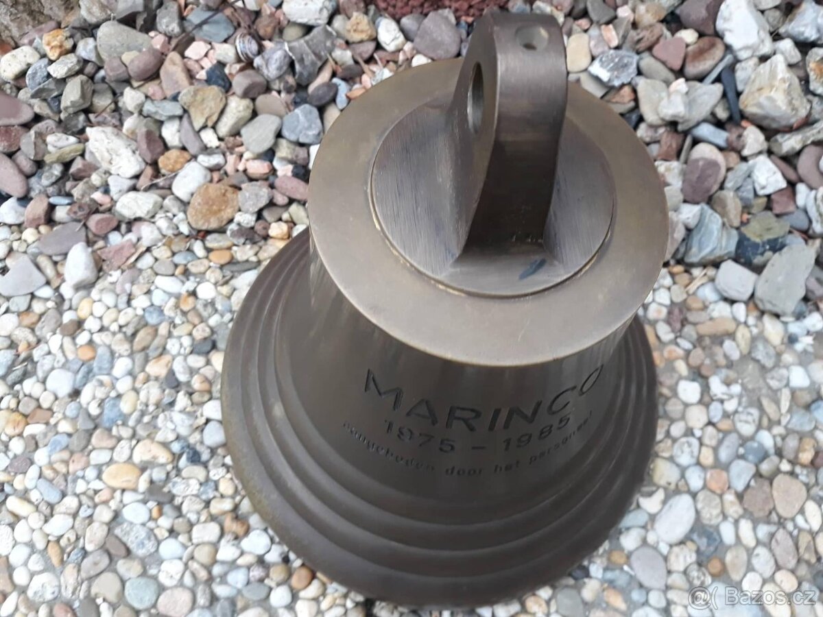 Starý mosazný lodní zvon Marinco 1975-1985 Holandsko - 4