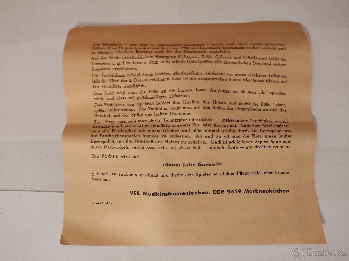 Tenorová flétna VEB Markneukirchen DDR + krabička - 4