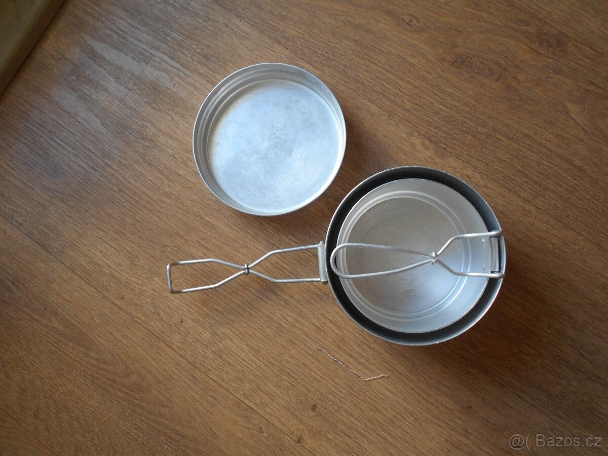 Hliníkový ešus + lihový vařič a zbytek lihových tablet - 4