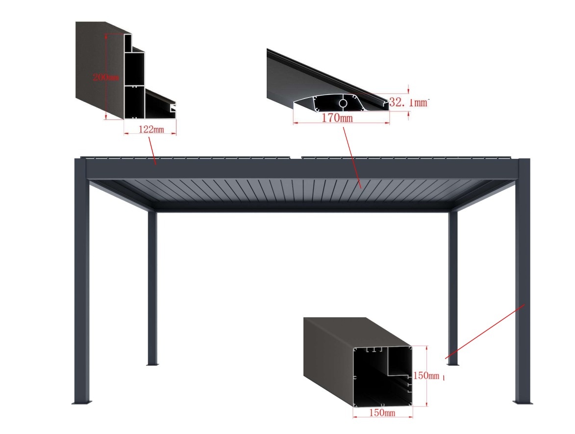 Hliníková pegola 4x4x2,5m - 4