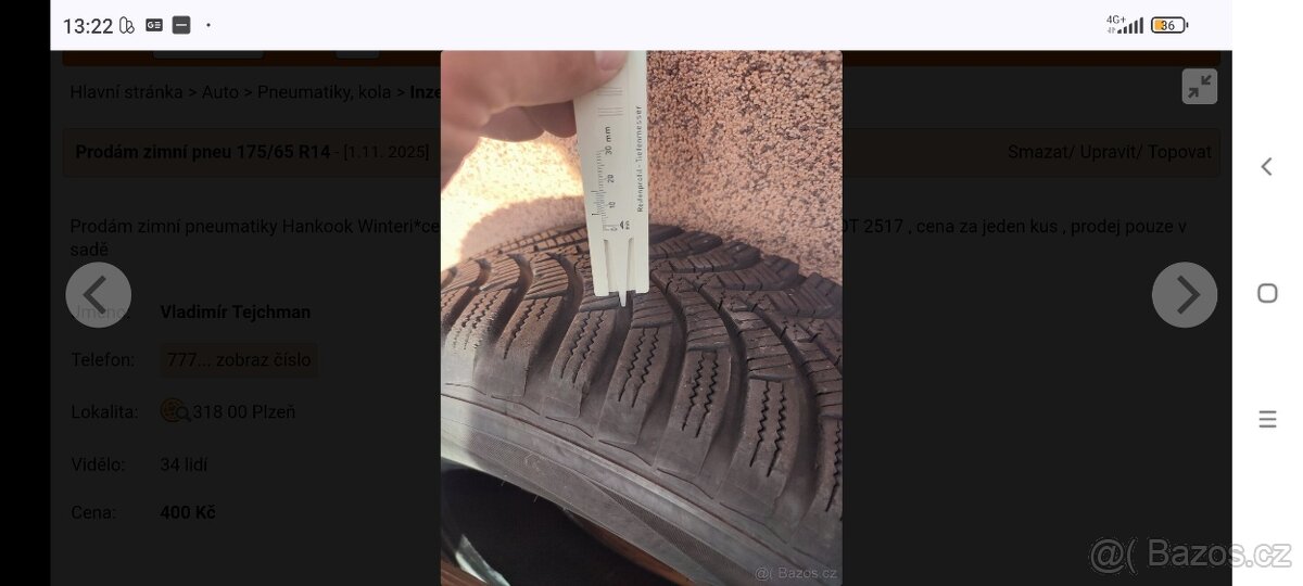 Prodám zimní pneu 175/65 R14 - 4