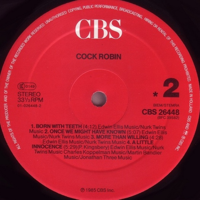 LP deska stereo Cock Robin z r. 1985/166/ - 4