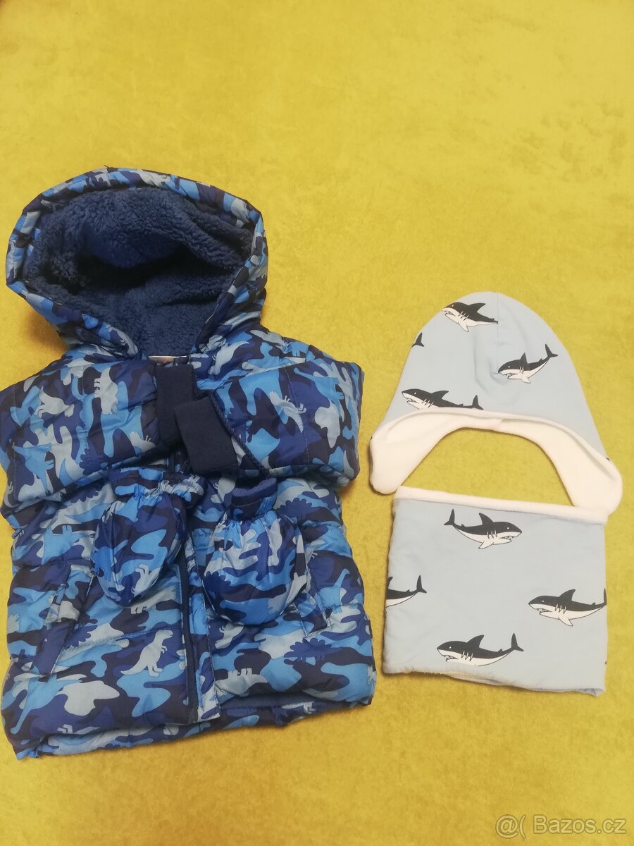 Krásná zimní bunda vel. 86+čepice, nakrcnik - 4