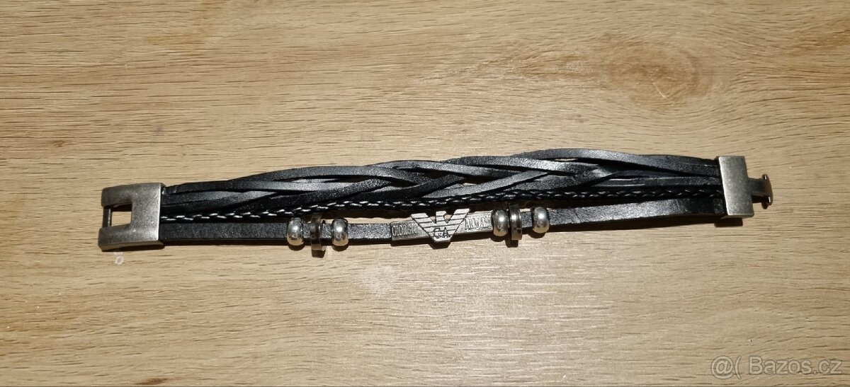 Giorgio Armani nový pánský značkový náramek černý 21,5 cm - 4