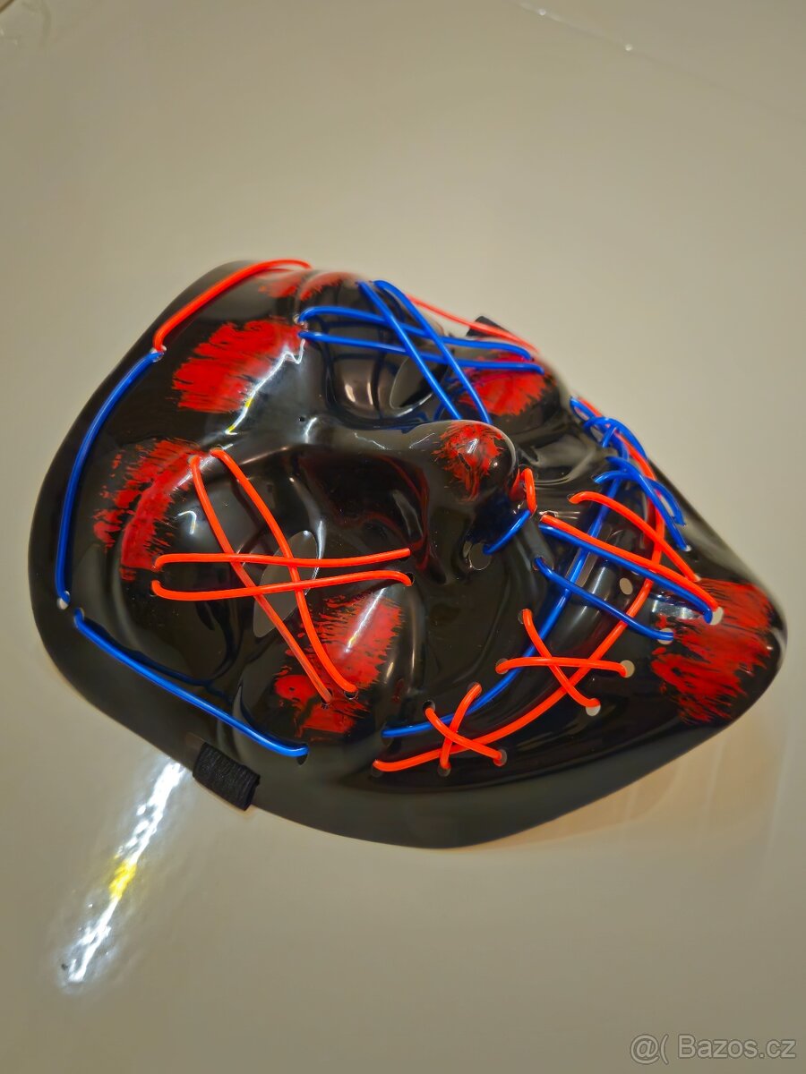 LED strašidelná maska červená - modrá - 4