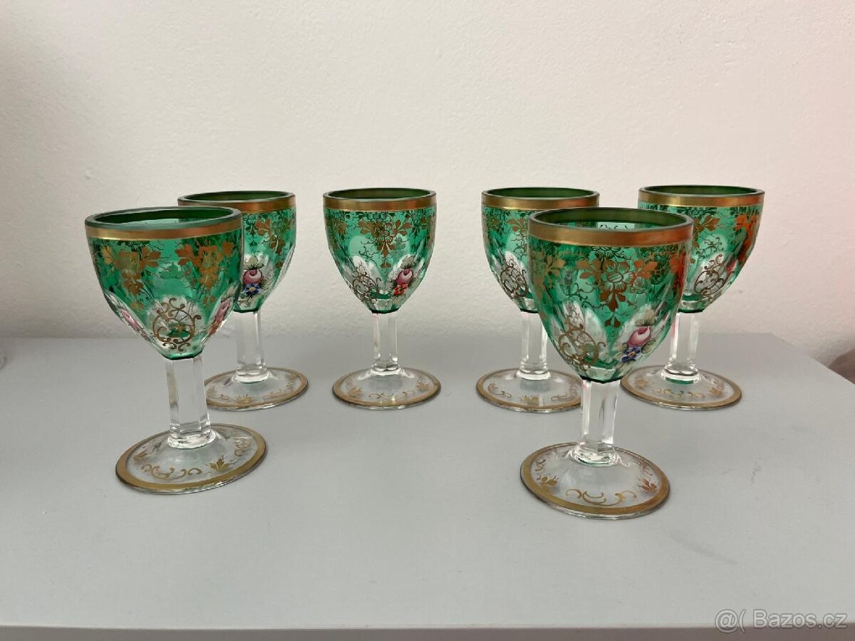 malované zelené skleničky - 4