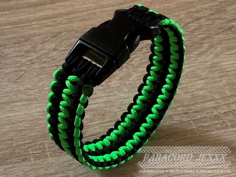 Paracord náramek (19 cm) black - neon - 4