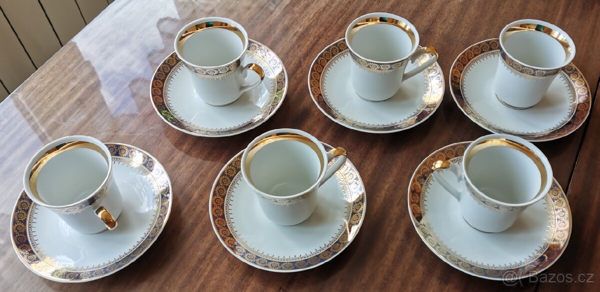 Český kávový servis (bílo-modro-zlatý) - 4