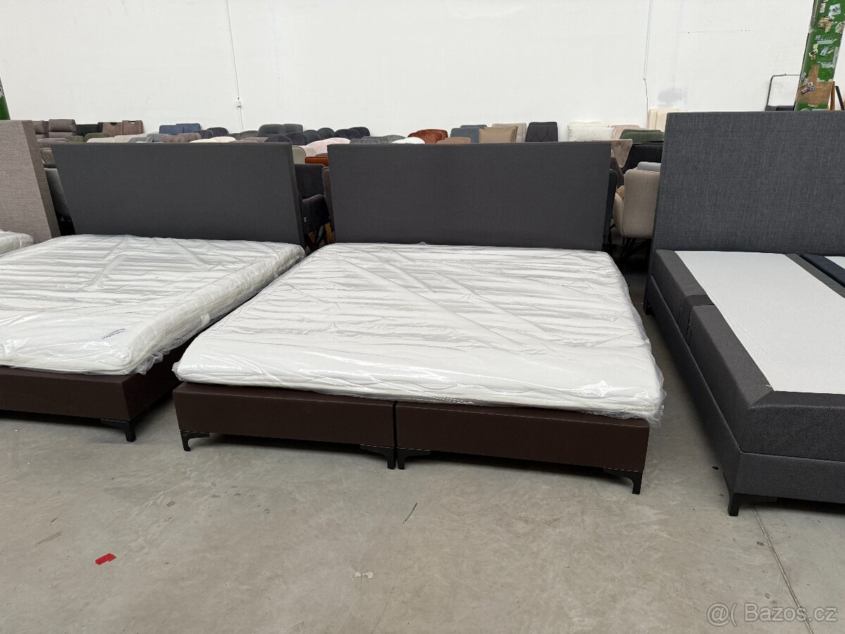 Postel BOXPSPRING šedá KOMPLET NOVÁ 2. jakost - 4