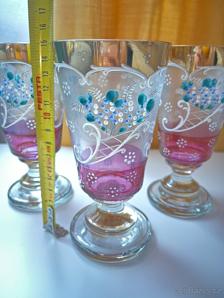 Starožitné grogovky, malované, 3 ks - 4