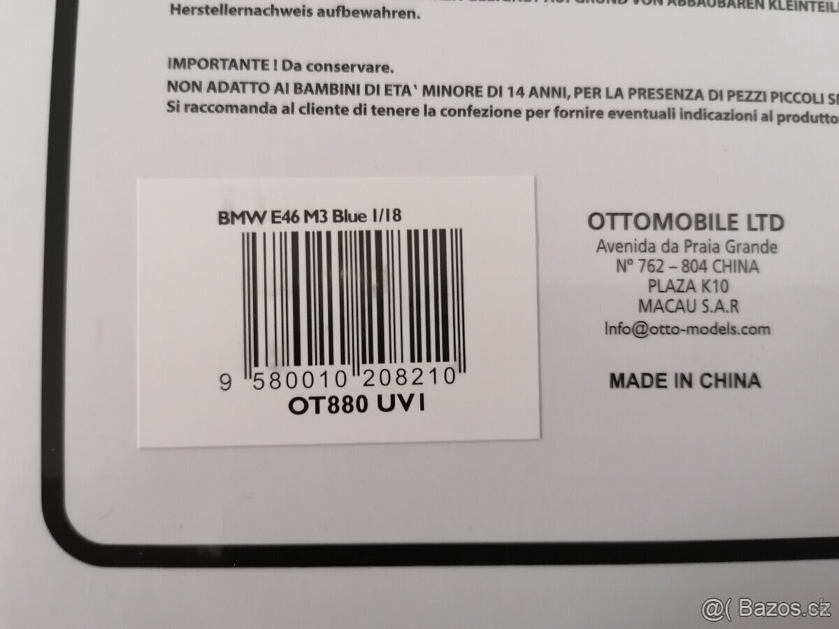 Prodám model BMW M3 E46 1:18 ottomobile - 4