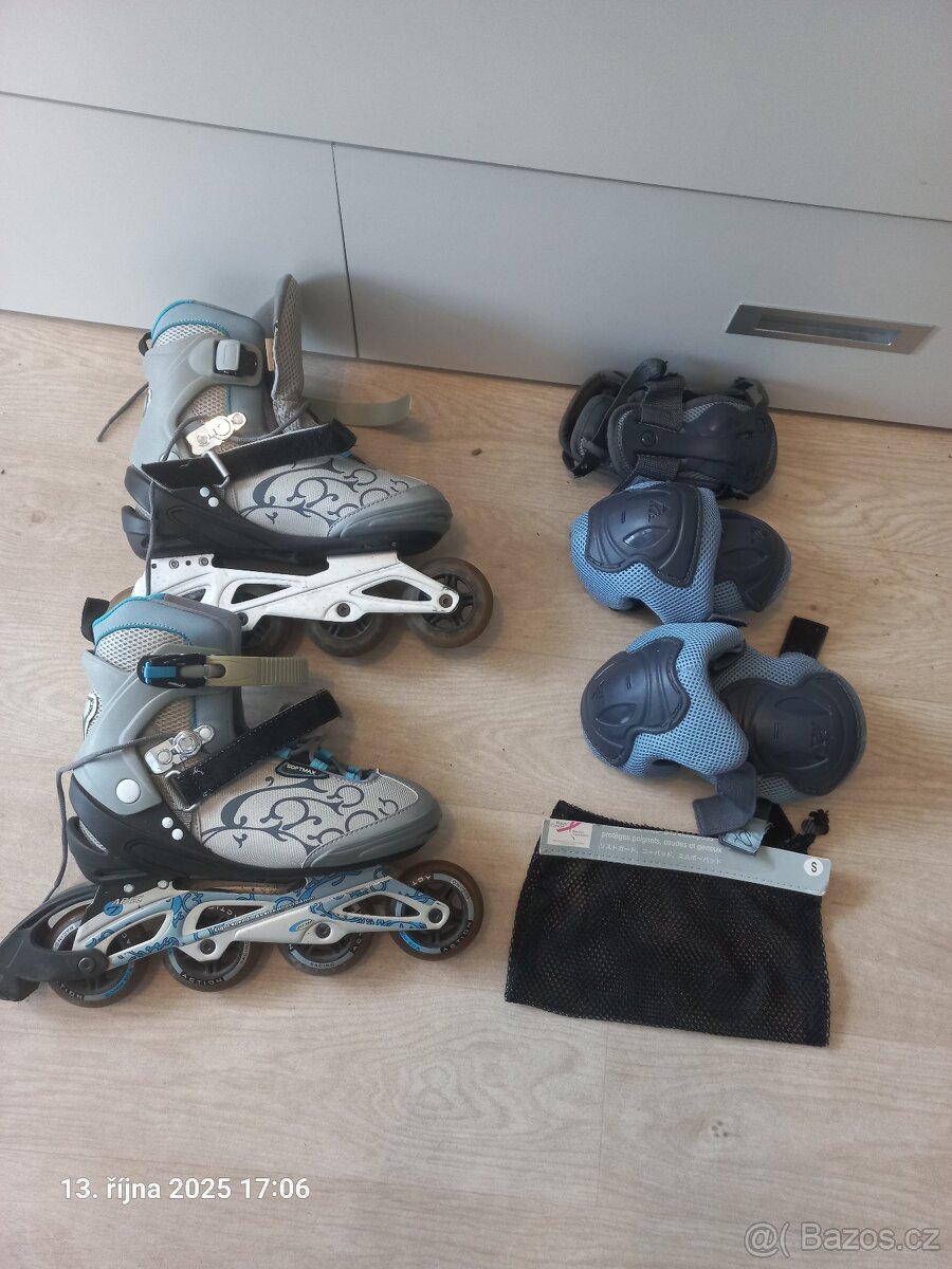 dámské kolečkové brusle s kompletními chrániči a taškou - 4
