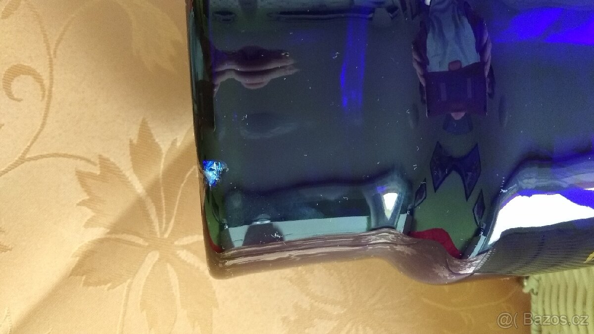 Modrá číše,váza, ozdobné láhve,skleněné džbány - 4