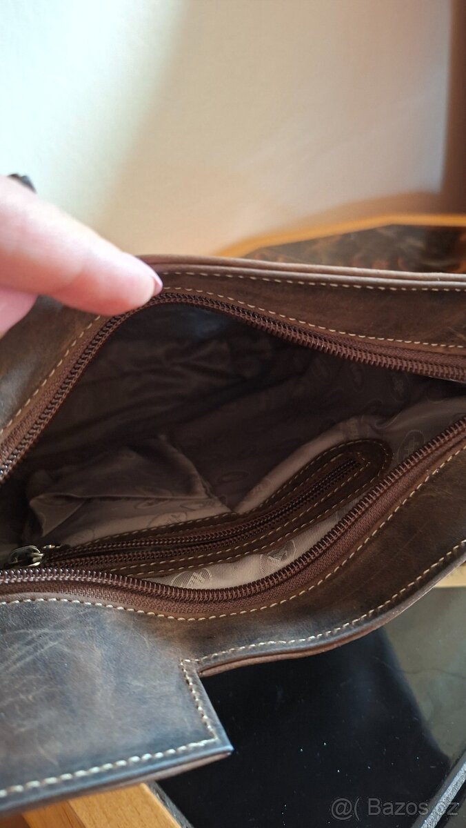 Kabelka kožená hnědá zn. P.Hajn - 4