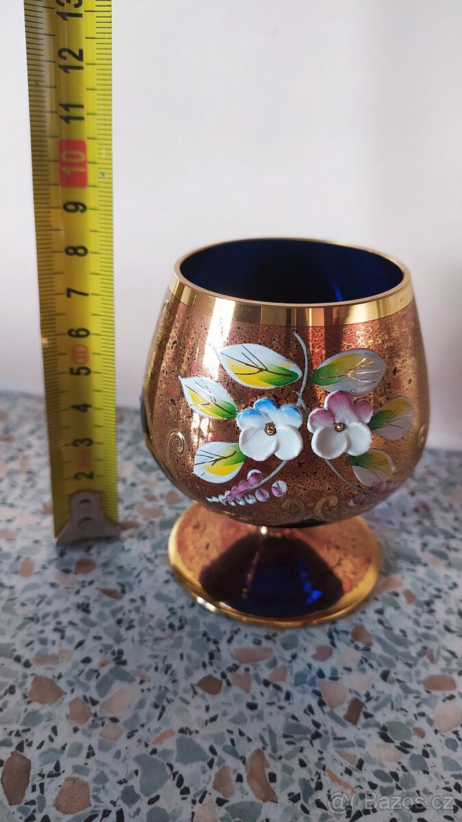 sada skleniček z modrého novoborského skla - 4