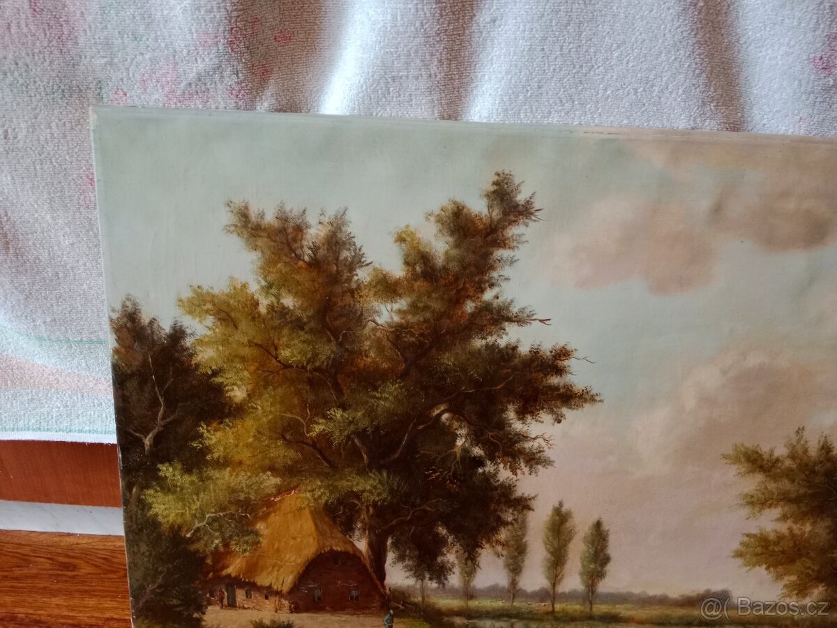 Krásný starý romantický obraz Holandský malíř W. Po d. - 4