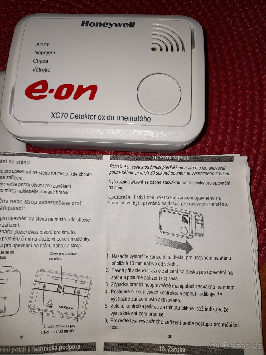 novy,nepouzity detektor CO HONEYWELL - 4