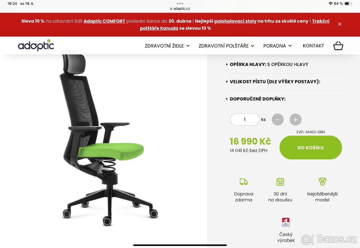 Zdravotní kancelářská židle Adaptic Evora Plus - 4