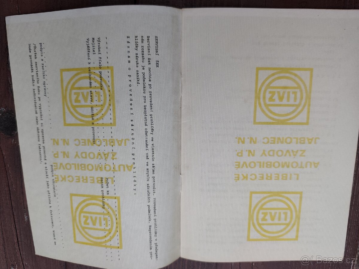 Záruční list, servisní šek, serviska Liaz 100 - 4