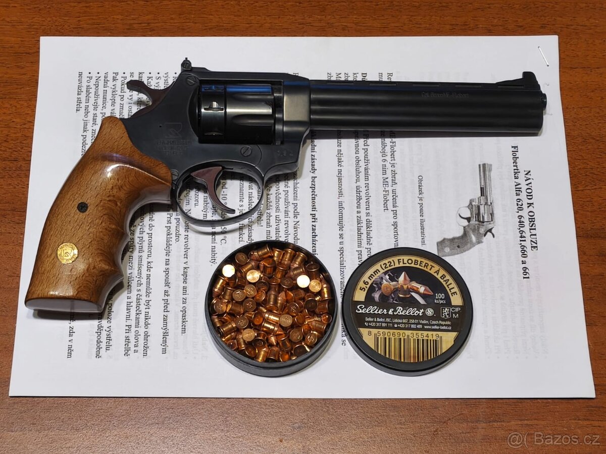 Revolver ALFA 661 - černý, dřevo cal. 6mm flobert - 4