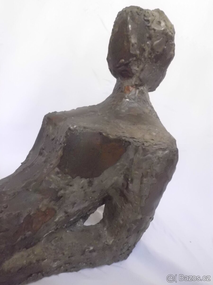 UNIKÁT - Starožitná Kubistická Kovová ART Plastika - ŽENA - 4