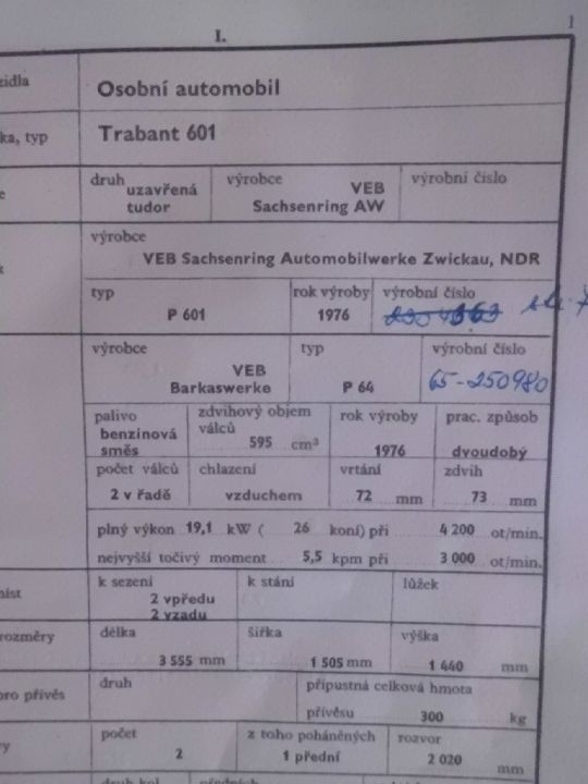 Staré Techničáky pro TRABANTY 601 - 601 S - 601 COMBI - 4