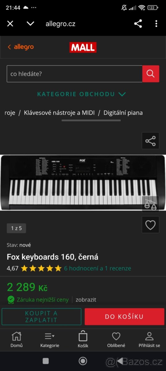 Klávesy FOX keyboard 160 s příslušenstvím - 4