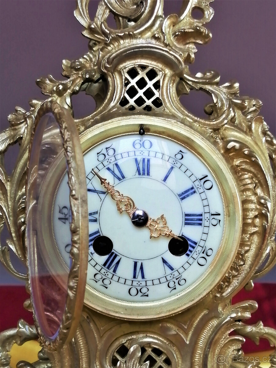 Starožitné krbové hodiny Japy Freres, Francie, 1878 - 4