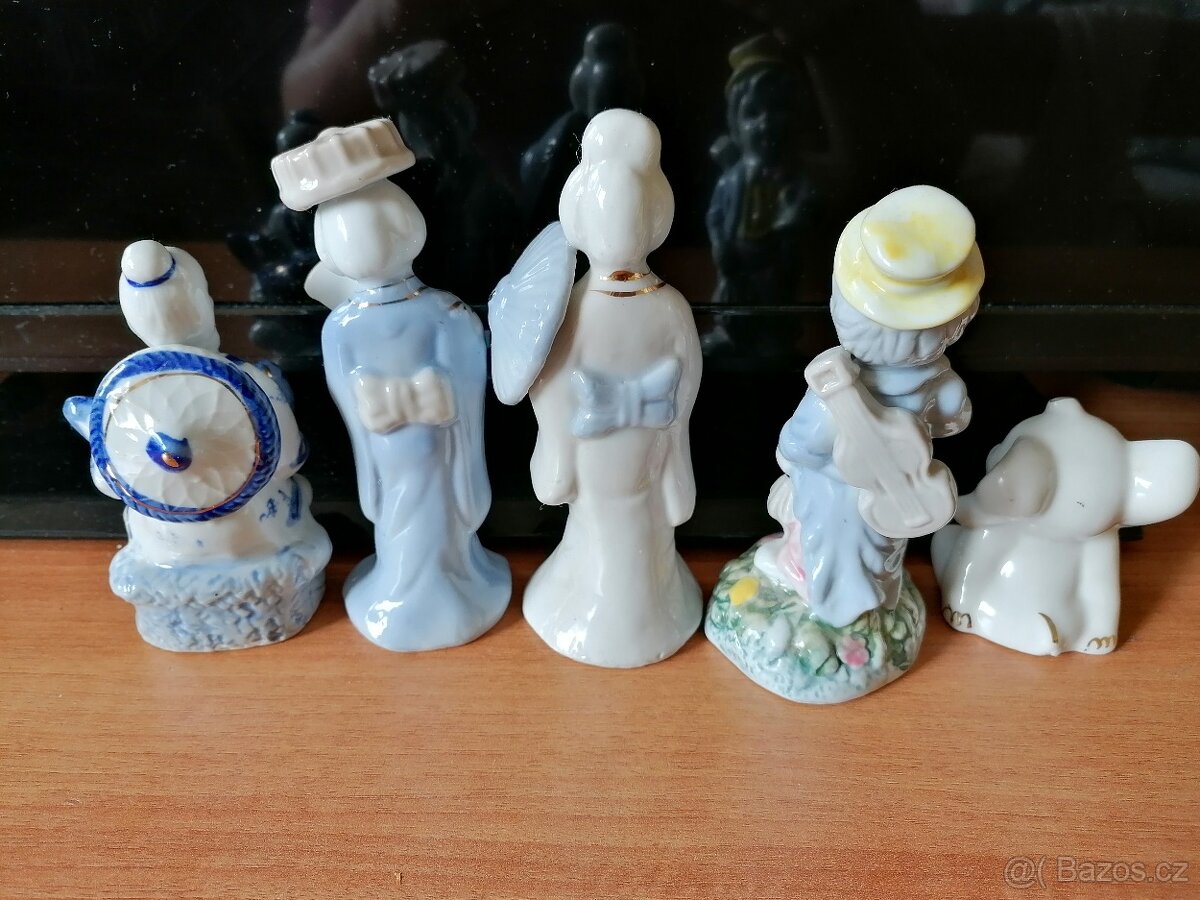 5x starožitné porcelánové československé keramické figurky - 4