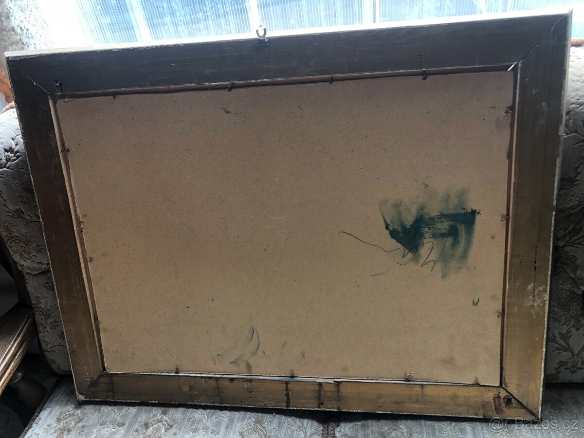 Obraz zimní krajina, olej na desce 115x80cm - 4